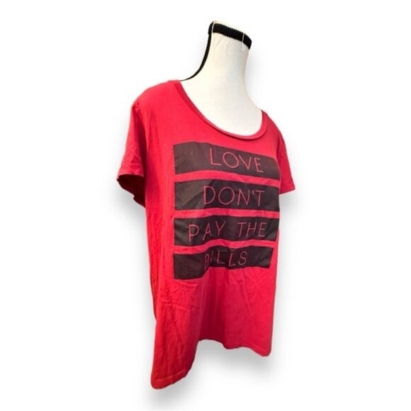 Women’s torrid 1 Love Don’t Pay The Bills Red Graphic Tee 14 16 1X 1XL - Picture 7 of 10